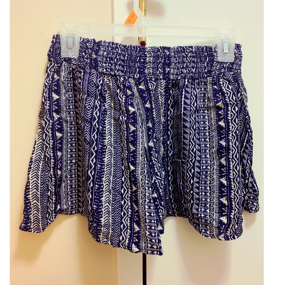 Navy blue and white designed shorts
